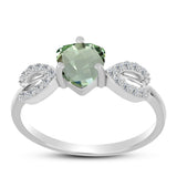 Inel din Argint 925 ( 2.28 grame ) cu Ametist Verde și Topaz Alb 1.36 Carate