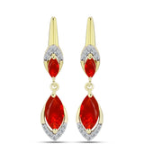 Cercei din Argint 925 Placat cu Aur ( 3.85 grame ) cu Agat Roșu și Topaz Alb 2.52 Carate