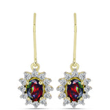 Cercei din Argint 925 Placat cu Aur ( 3.32 grame ) cu Opal Etiopian Negru Lega Dembi și Topaz Alb 1.85 Carate
