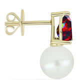 Set din Argint 925 Placat cu Aur ( 3.69 grame ) cu Opal Etiopian Negru Lega Dembi și Perlă de Apă Dulce Albă 18.37 Carate ( Cercei+Inel+Pandantiv )