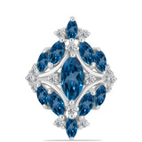 Inel din Argint 925 ( 4.5 grame ) cu Topaz Albastru ”Londra” și Topaz Alb 3.96 Carate