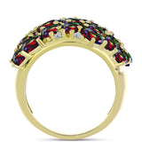 Inel din Argint 925 Placat cu Aur ( 9.01 grame ) cu Opal Etiopian Negru Lega Dembi și Topaz Alb 4.7 Carate