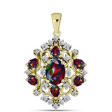Pandantiv din Argint 925 Placat cu Aur ( 3.17 grame ) cu Opal Etiopian Negru Lega Dembi și Topaz Alb 1.73 Carate