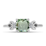 Inel din Argint 925 ( 2.2 grame ) cu Ametist Verde și Topaz Alb 1.62 Carate