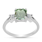 Inel din Argint 925 ( 2.2 grame ) cu Ametist Verde și Topaz Alb 1.62 Carate