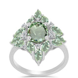 Inel din Argint 925 ( 3.29 grame ) cu Ametist Verde și Topaz Alb 3.52 Carate