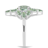 Inel din Argint 925 ( 3.29 grame ) cu Ametist Verde și Topaz Alb 3.52 Carate