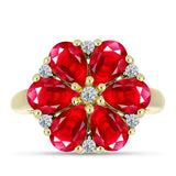 Inel din Argint 925 Placat cu Aur ( 3.86 grame ) cu Agat Roșu și Topaz Alb 3.83 Carate