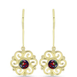 Cercei din Argint 925 Placat cu Aur ( 4.22 grame ) cu Opal Etiopian Negru Lega Dembi 0.68 Carate