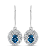 Cercei din Argint 925 ( 3.15 grame ) cu Topaz Albastru ”Londra” și Topaz Alb 1.65 Carate