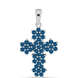 Cruce Pandantiv din Argint 925 ( 2.43 grame ) cu Topaz Albastru ”Londra” 1.81 Carate