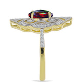 Inel din Argint 925 Placat cu Aur ( 3.98 grame ) cu Opal Etiopian Negru Lega Dembi și Topaz Alb 1.48 Carate