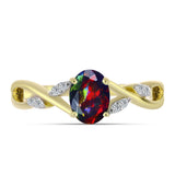 Inel din Argint 925 Placat cu Aur ( 2.76 grame ) cu Opal Etiopian Negru Lega Dembi și Topaz Alb 0.54 Carate