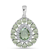 Pandantiv din Argint 925 ( 2.42 grame ) cu Ametist Verde și Topaz Alb 3.37 Carate