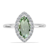 Inel din Argint 925 ( 2.43 grame ) cu Ametist Verde și Topaz Alb 2.11 Carate