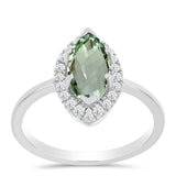 Inel din Argint 925 ( 2.43 grame ) cu Ametist Verde și Topaz Alb 2.11 Carate