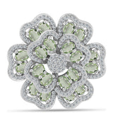 Inel din Argint 925 ( 7.13 grame ) cu Ametist Verde și Topaz Alb 4.29 Carate