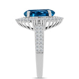 Inel din Argint 925 ( 4.19 grame ) cu Topaz Albastru ”Londra” și Topaz Alb 6.55 Carate