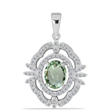 Pandantiv din Argint 925 ( 2.63 grame ) cu Ametist Verde și Topaz Alb 2.33 Carate