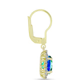 Cercei din Argint 925 Placat cu Aur ( 2.82 grame ) cu Cuarț Păun și Topaz Alb 4.72 Carate