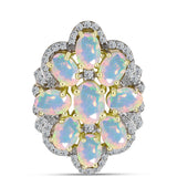 Pandantiv din Argint 925 Placat cu Aur ( 3.71 grame ) cu Opal Welo și Topaz Alb 3.25 Carate