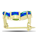 Broşă din Argint 925 Placat cu Aur ( 3.34 grame ) cu Cuarț Păun și Topaz Alb 5.14 Carate