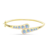 Brățară din Argint 925 Placat cu Aur ( 16.29 grame ) cu Opal Welo și Topaz Alb 3.86 Carate