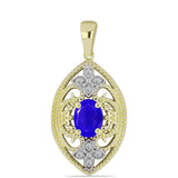 Pandantiv din Argint 925 Placat cu Aur ( 2.72 grame ) cu Agat Albastru și Topaz Alb 1.22 Carate