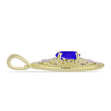 Pandantiv din Argint 925 Placat cu Aur ( 2.72 grame ) cu Agat Albastru și Topaz Alb 1.22 Carate