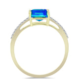 Inel din Argint 925 Placat cu Aur ( 1.57 grame ) cu Cuarț Păun și Topaz Alb 1.87 Carate