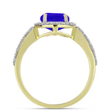 Inel din Argint 925 Placat cu Aur ( 2.66 grame ) cu Agat Albastru și Topaz Alb 2.72 Carate