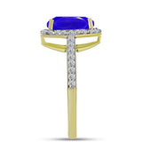 Inel din Argint 925 Placat cu Aur ( 2.66 grame ) cu Agat Albastru și Topaz Alb 2.72 Carate