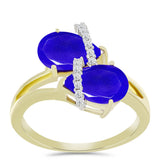 Inel din Argint 925 Placat cu Aur ( 3.47 grame ) cu Agat Albastru și Topaz Alb 3.5 Carate
