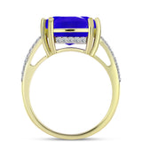 Inel din Argint 925 Placat cu Aur ( 4.28 grame ) cu Agat Albastru și Topaz Alb 6.24 Carate