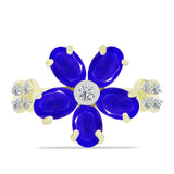 Inel din Argint 925 Placat cu Aur ( 3.2 grame ) cu Agat Albastru și Topaz Alb 2.2 Carate