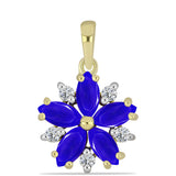 Pandantiv din Argint 925 Placat cu Aur ( 1.25 grame ) cu Agat Albastru și Topaz Alb 1.62 Carate