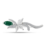 Broşă din Argint 925 ( 4.13 grame ) cu Calcedon Verde și Topaz Alb 1.31 Carate