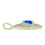 Pandantiv din Argint 925 Placat cu Aur ( 2.56 grame ) cu Cuarț Păun și Topaz Alb 1.82 Carate