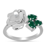 Inel din Argint 925 ( 4.39 grame ) cu Calcedon Verde și Topaz Alb 0.58 Carate