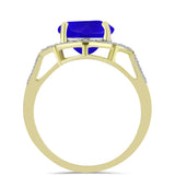 Inel din Argint 925 Placat cu Aur ( 3.27 grame ) cu Agat Albastru și Topaz Alb 4.53 Carate