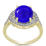 Inel din Argint 925 Placat cu Aur ( 3.27 grame ) cu Agat Albastru și Topaz Alb 4.53 Carate