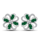 Cercei din Argint 925 ( 5.31 grame ) cu Calcedon Verde și Topaz Alb 1.89 Carate