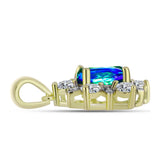 Pandantiv din Argint 925 Placat cu Aur ( 1.66 grame ) cu Cuarț Păun și Topaz Alb 2.83 Carate