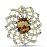 Broşă din Argint 925 Placat cu Aur ( 4.6 grame ) cu Cuarț Coniac și Topaz Alb 3.05 Carate