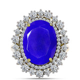Inel din Argint 925 Placat cu Aur ( 4.06 grame ) cu Agat Albastru și Topaz Alb 9.25 Carate