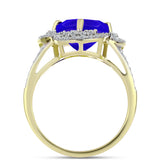 Inel din Argint 925 Placat cu Aur ( 4.08 grame ) cu Agat Albastru și Topaz Alb 3.58 Carate