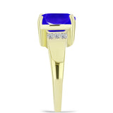 Inel din Argint 925 Placat cu Aur ( 3.45 grame ) cu Agat Albastru și Topaz Alb 3.74 Carate