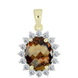 Pandantiv din Argint 925 Placat cu Aur ( 1.57 grame ) cu Cuarț Coniac și Topaz Alb 2.83 Carate
