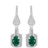 Cercei din Argint 925 ( 4.77 grame ) cu Calcedon Verde și Topaz Alb 1.67 Carate