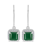 Cercei din Argint 925 ( 2.37 grame ) cu Calcedon Verde și Topaz Alb 2.56 Carate